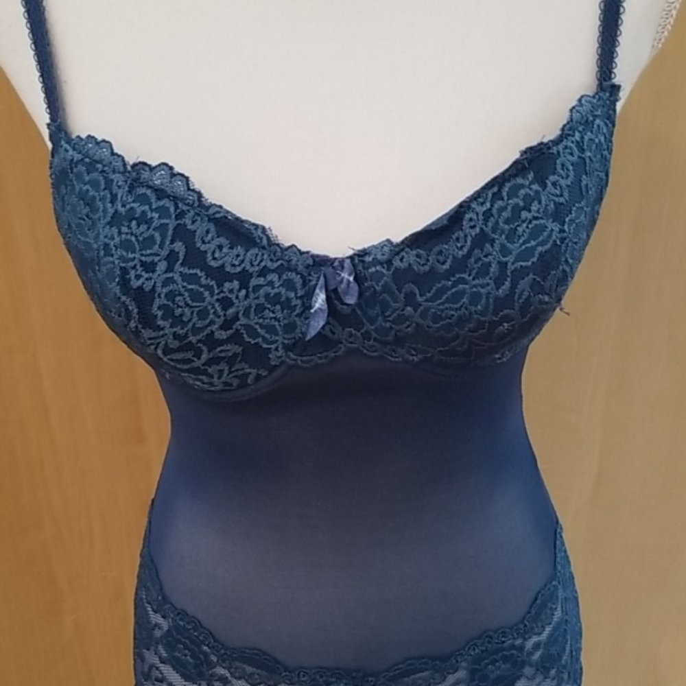 *Lace 1 Piece Bodysuit Large (12/14) - B Cup Blue Lace lingerie